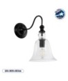 GLOBOSTAR® LILLY 01064 Vintage Φωτιστικό Τοίχου - Απλίκα με Ντουί 1 x E27 AC 220-240V IP20 - Μαύρο & Διάφανο - Μ38 x Π20 x Υ37cm